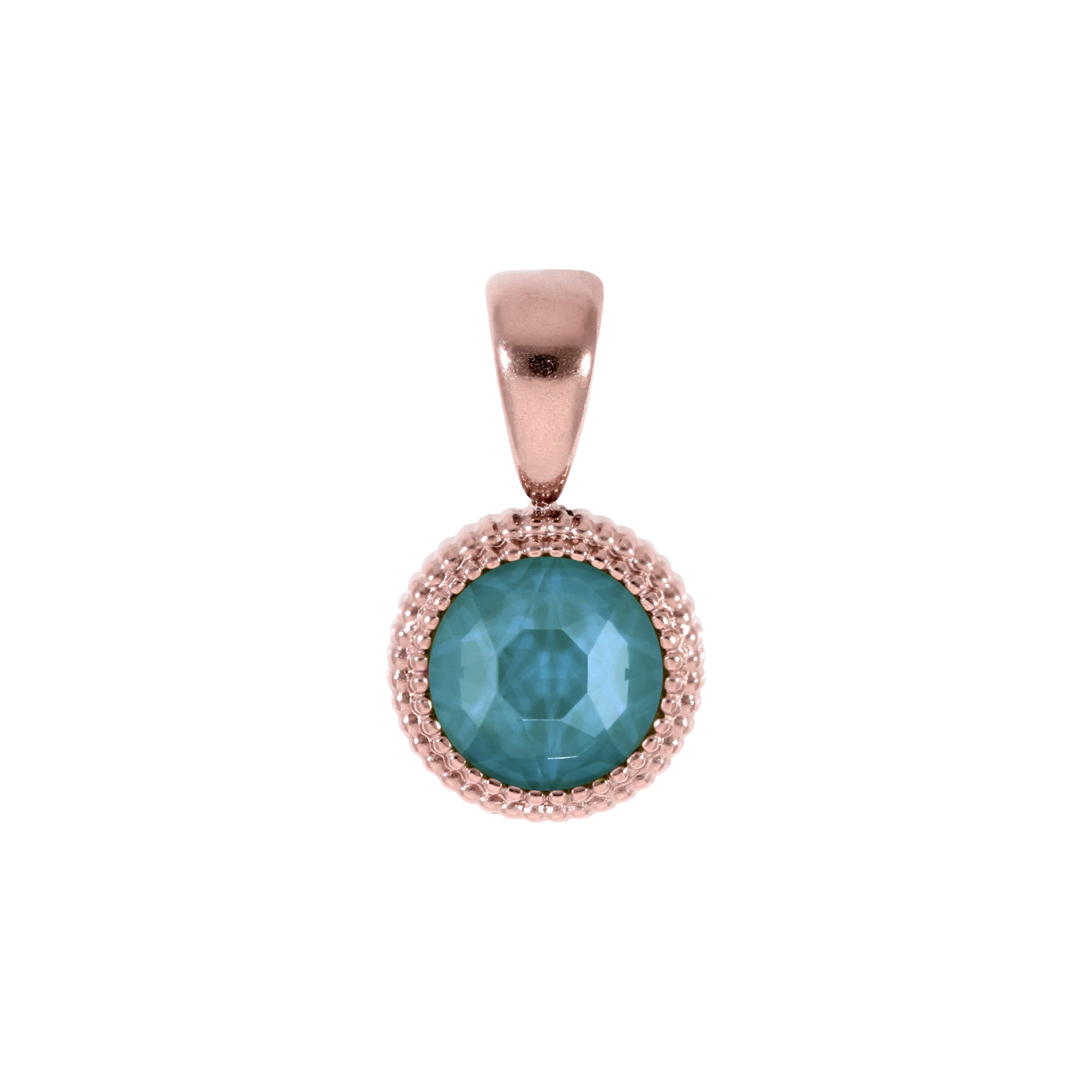 Fabero Flat Pendant 0.4" - Rose Gold Crystal Pine Green Ignite