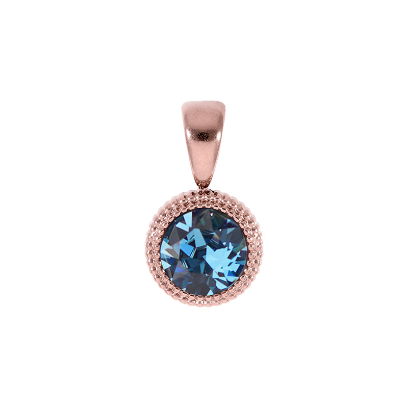 Fabero Flat Pendant 0.4" - Rose Gold Denim Blue