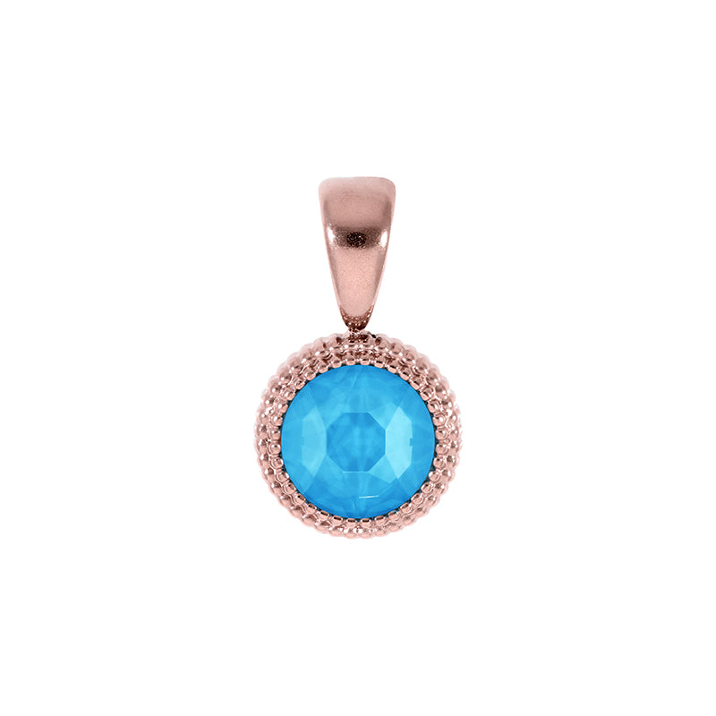 Fabero Flat Pendant 0.4" - Rose Gold Crystal Electric Blue Ignite