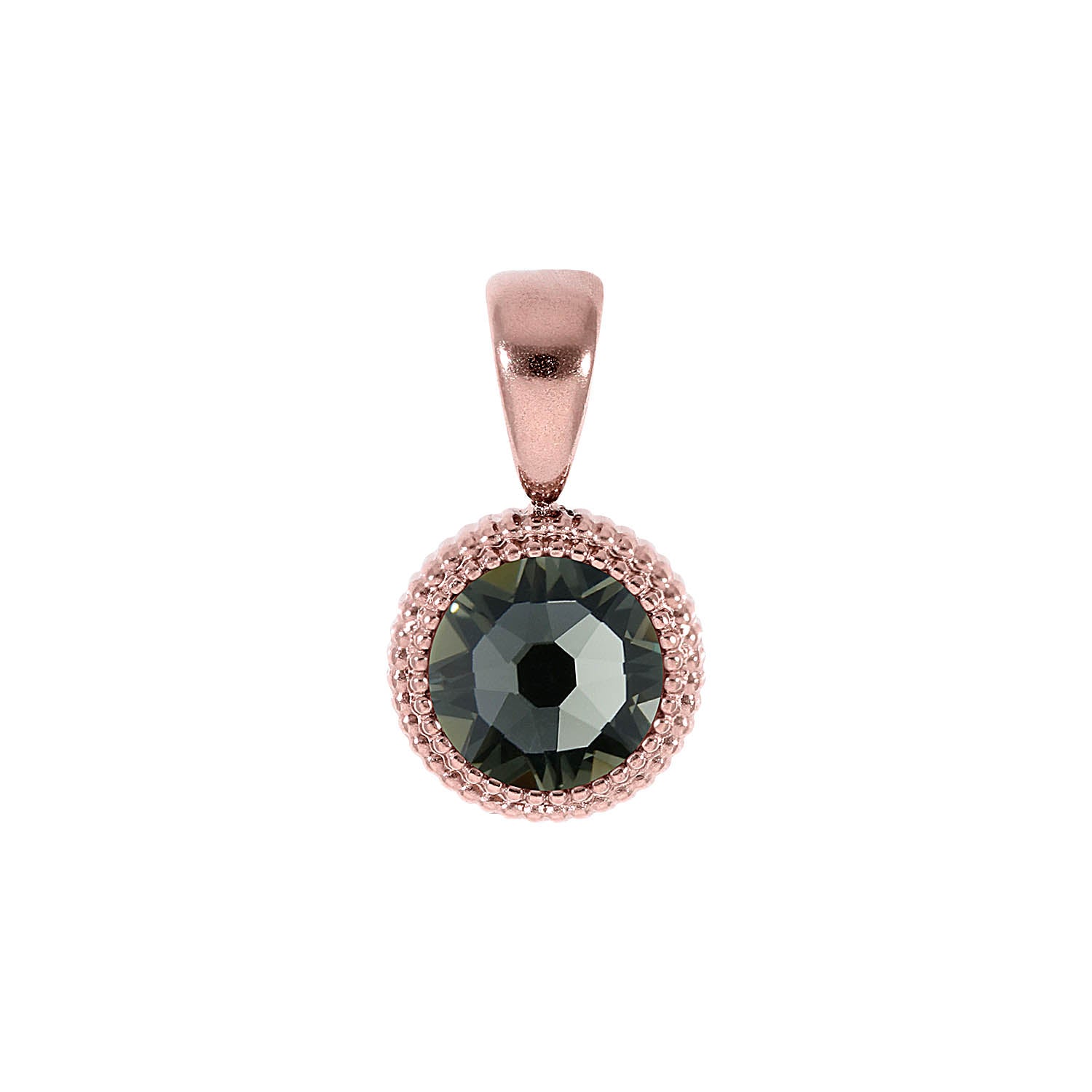 Fabero Flat Pendant 0.4" - Rose Gold black diamond