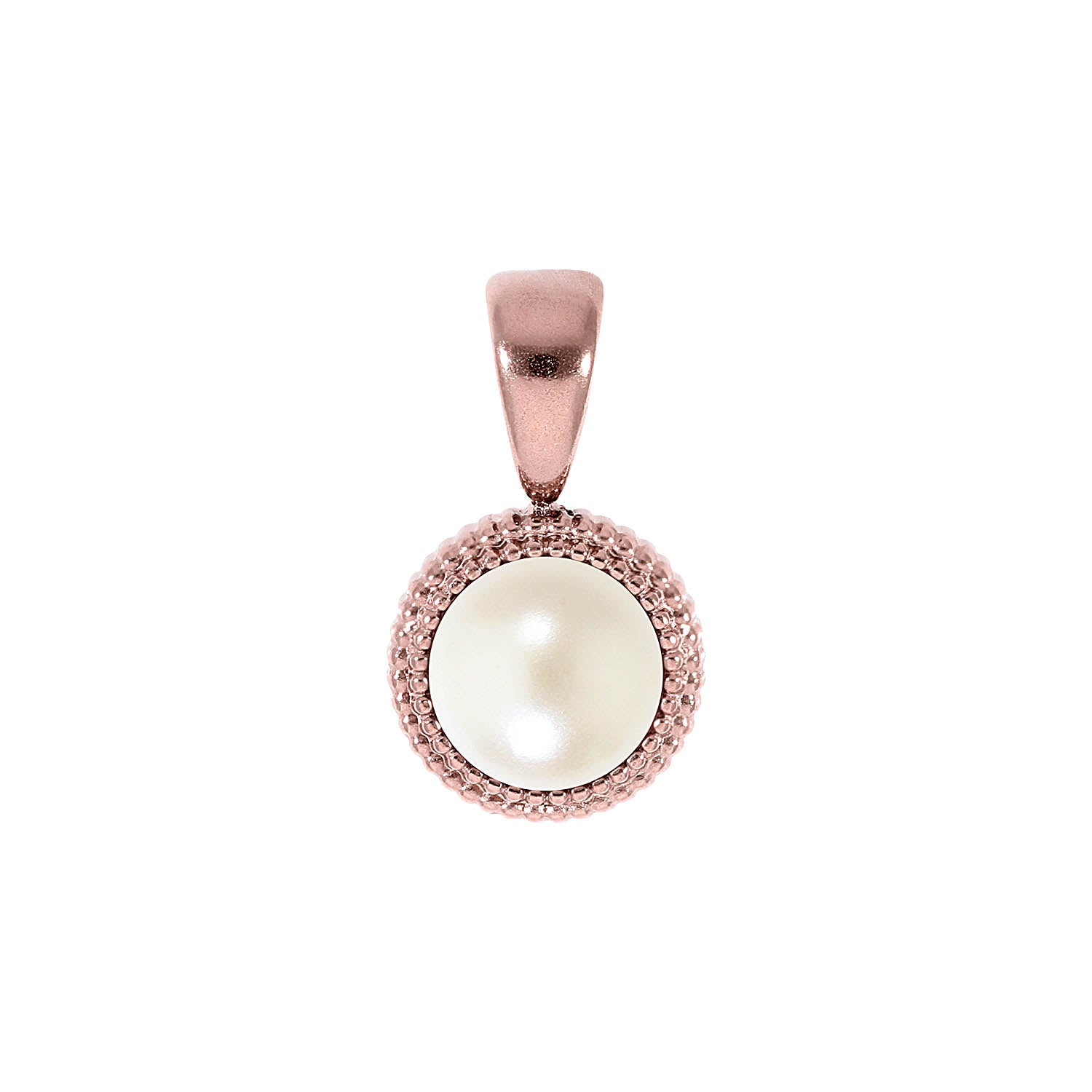 Fabero Flat Pendant 0.4" - Rose Gold cream pearl