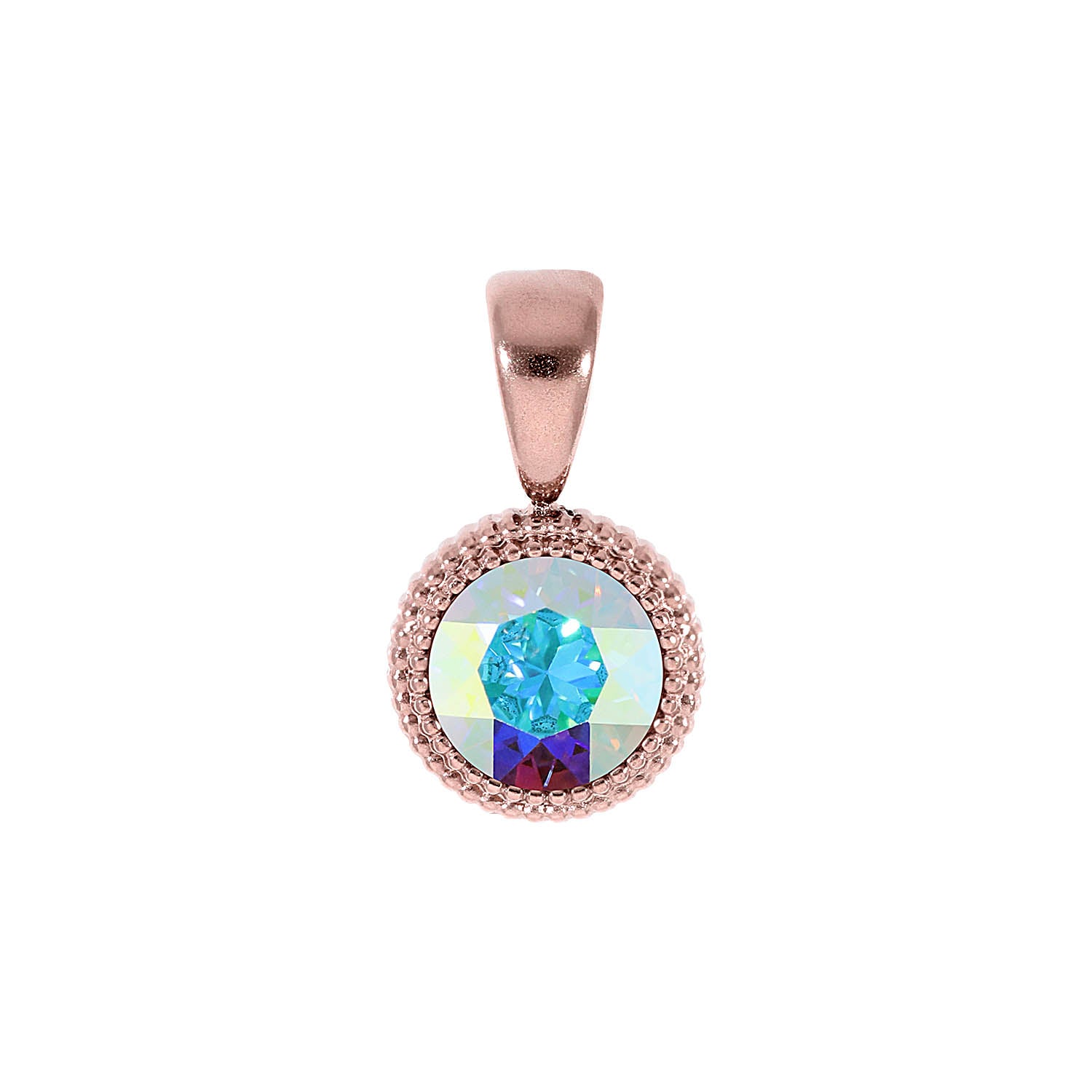 Fabero Flat Pendant 0.4" - Rose Gold crystal aurora boreale