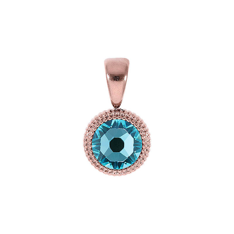 Fabero Flat Pendant 0.4" - Rose Gold Light Turquoise