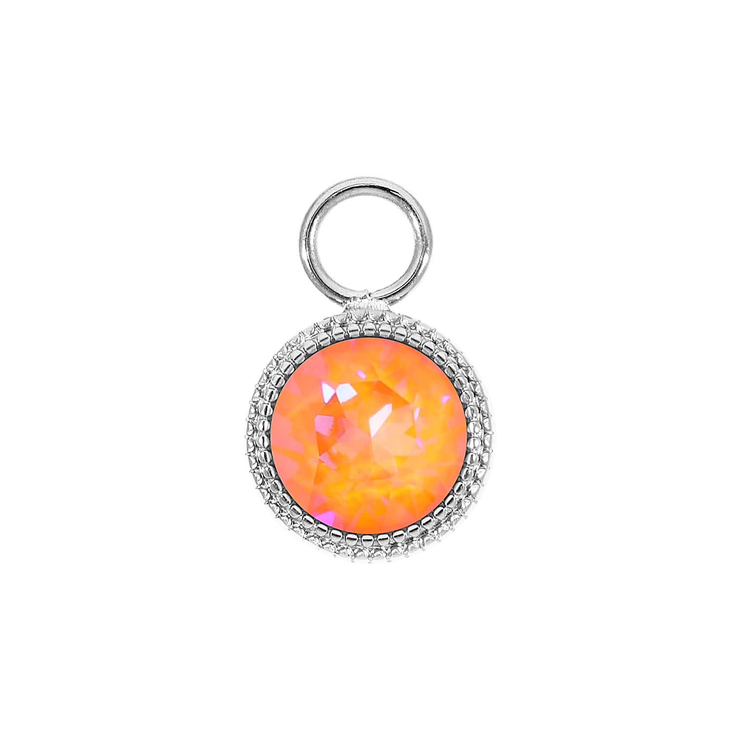 Fabero Charm 0.43" - Silver crystal orange glow delite