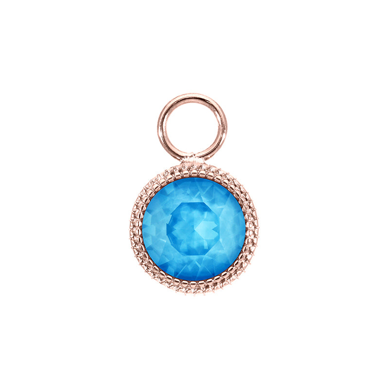 Fabero Charm 0.43" - Rose Gold Crystal Electric Blue Ignite