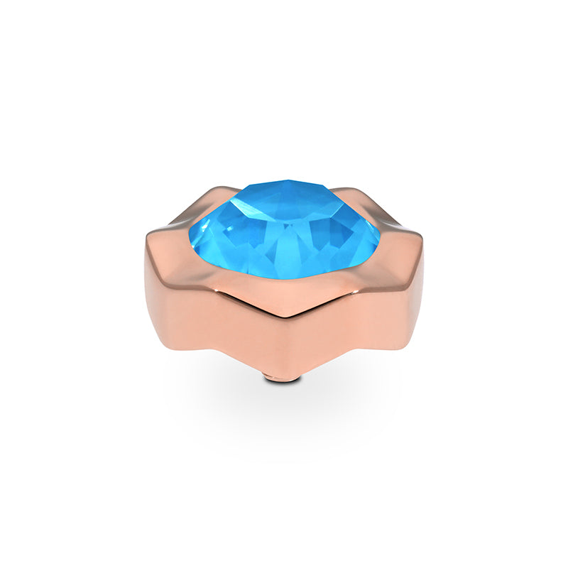 Nemoli Top 0.51" - Rose Gold Crystal Electric Blue Ignite