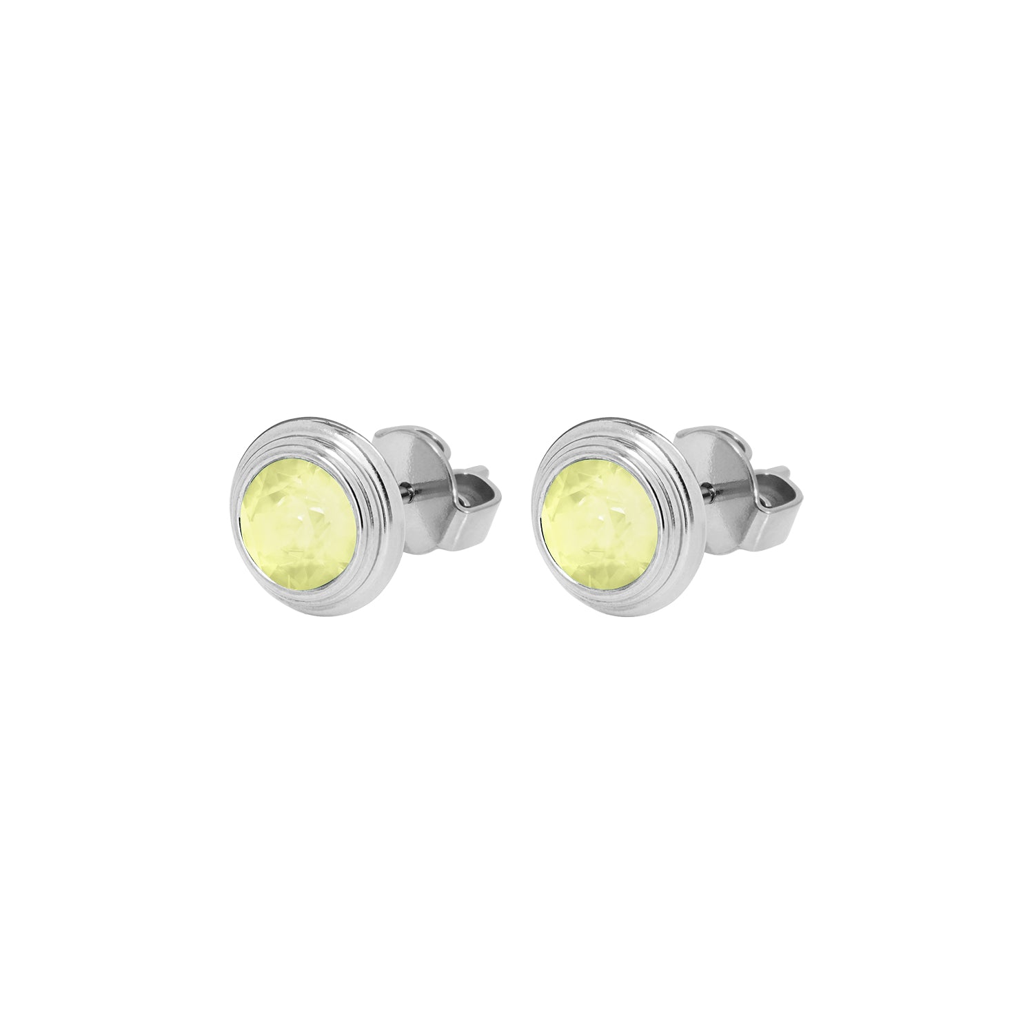 Oroli Ear Studs 0.39" - Silver Crystal Soft yellow ignite
