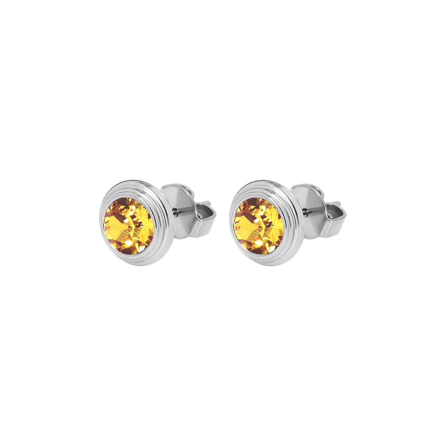 Oroli Ear Studs 0.39" - Silver light amber