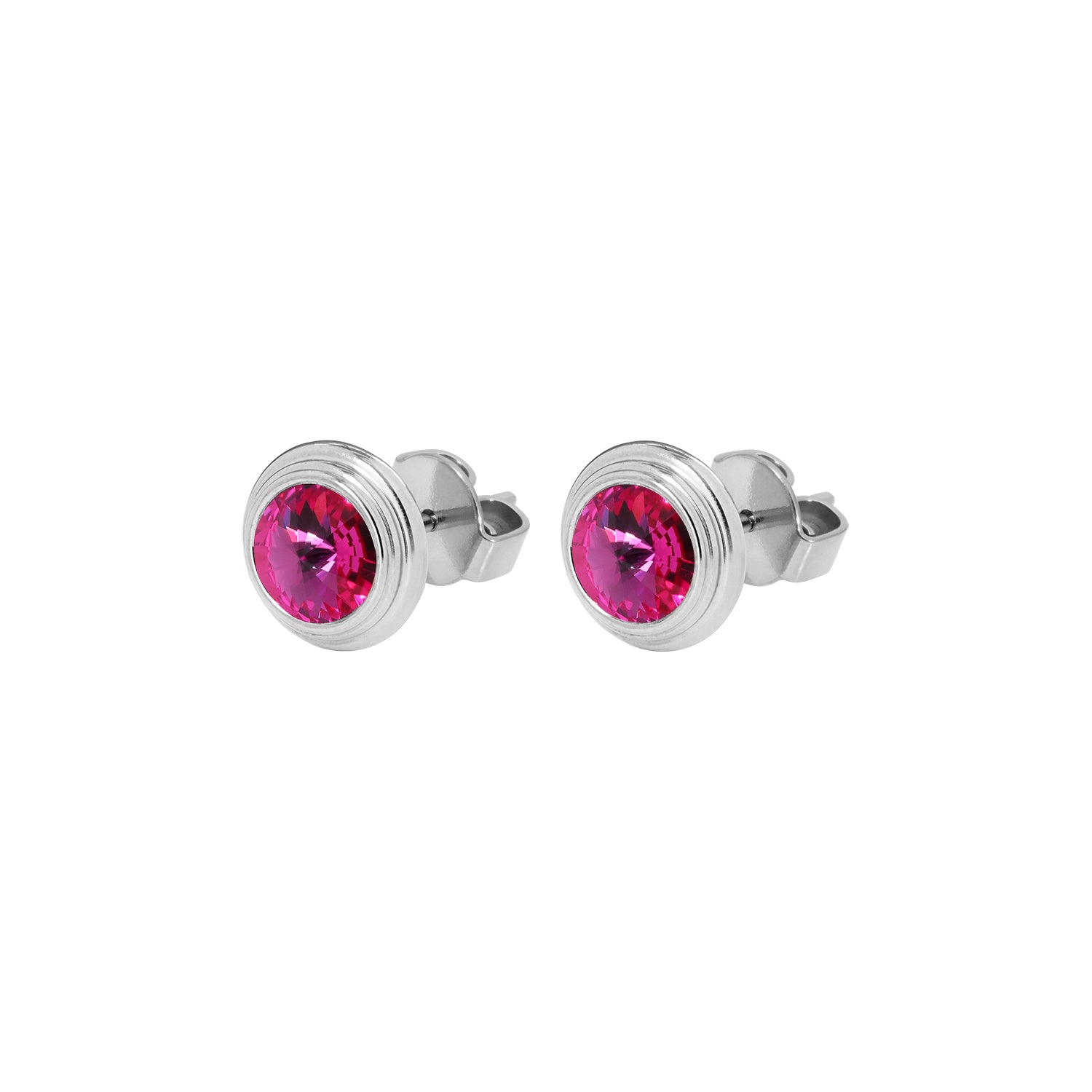 Oroli Ear Studs 0.39" - Silver fuchsia