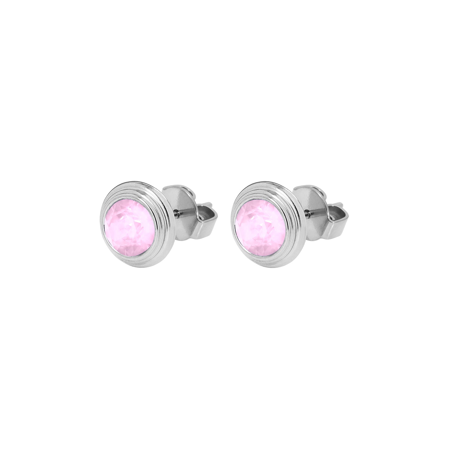 Oroli Ear Studs 0.39" - Silver Crystal Soft Rose Ignite