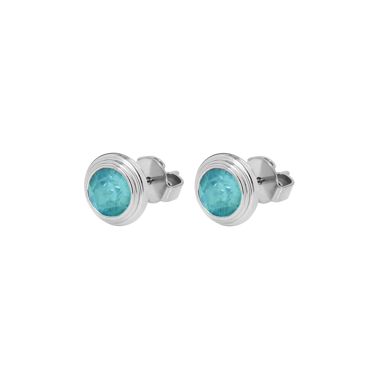 Oroli Ear Studs 0.39" - Silver Crystal Pine Green ignite