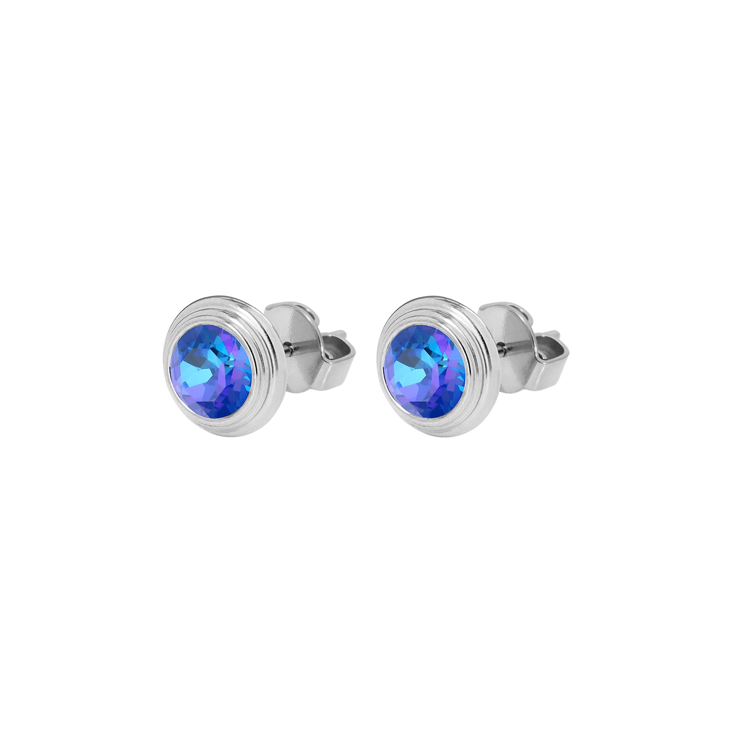 Oroli Ear Studs 0.39" - Silver royal blue delite