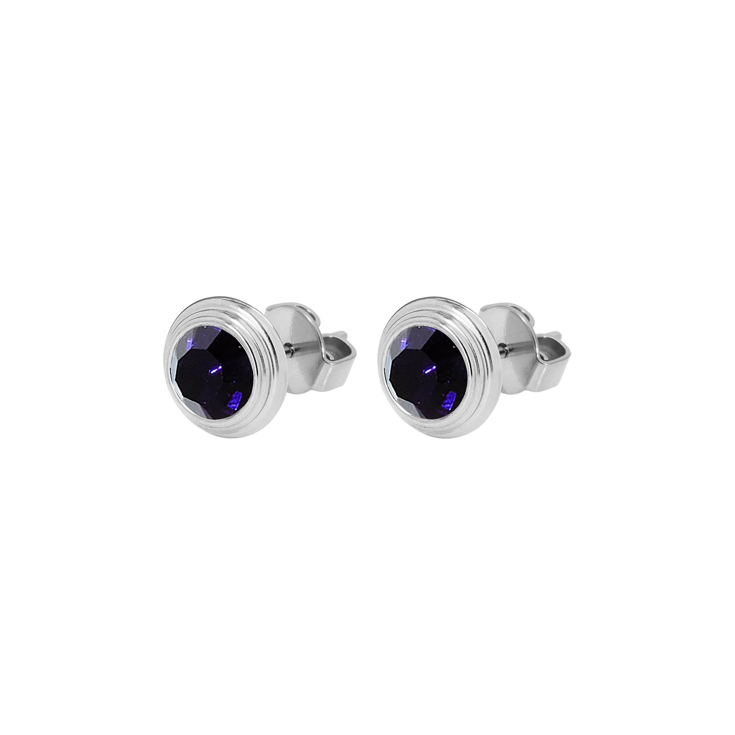 Oroli Ear Studs 0.39" - Silver Dark Indigo