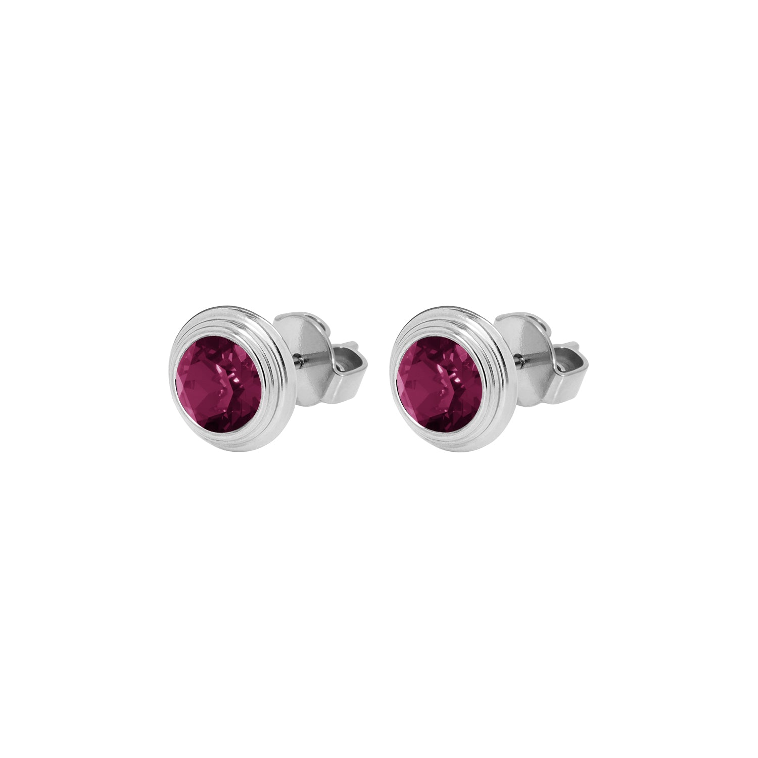 Oroli Ear Studs 0.39" - Silver amethyst