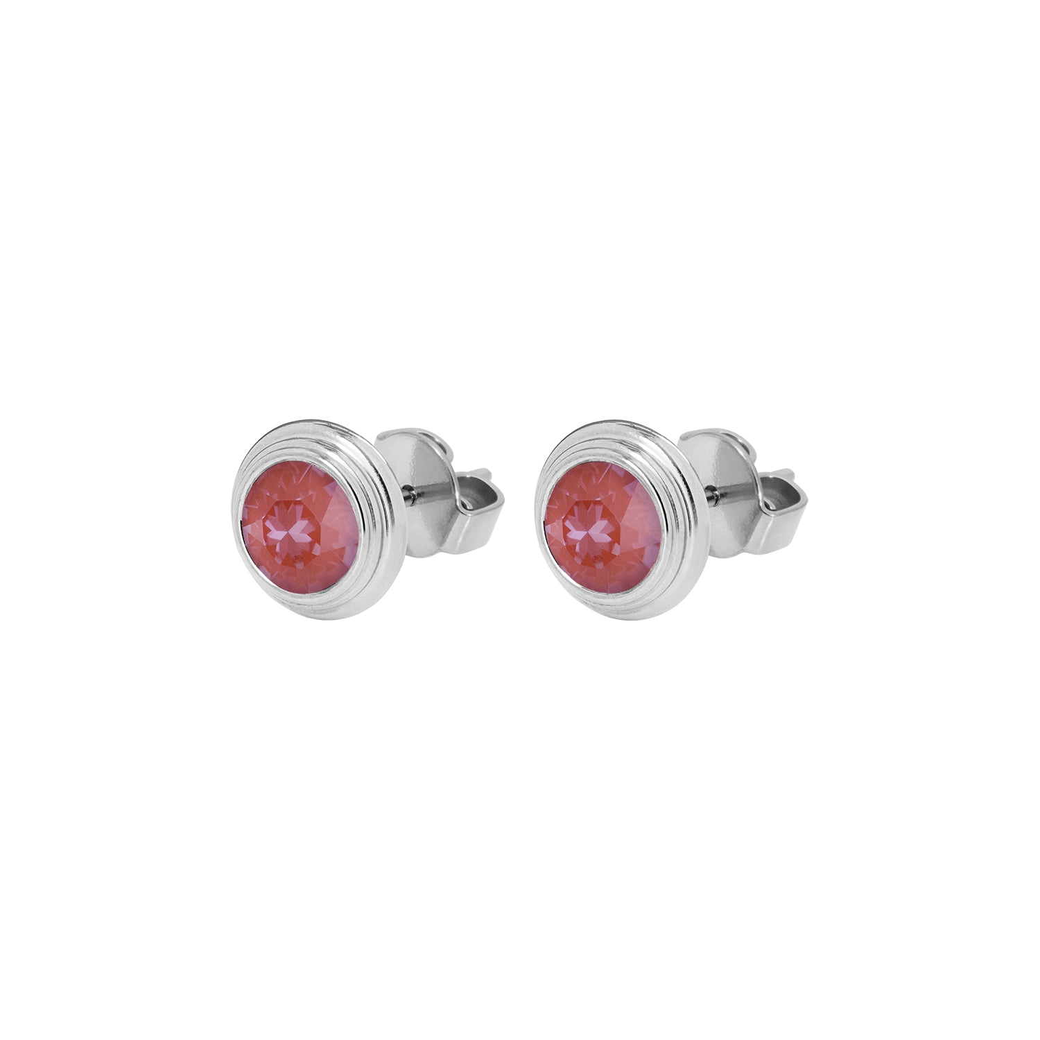 Oroli Ear Studs 0.39" - Silver Crystal Maroon ignite