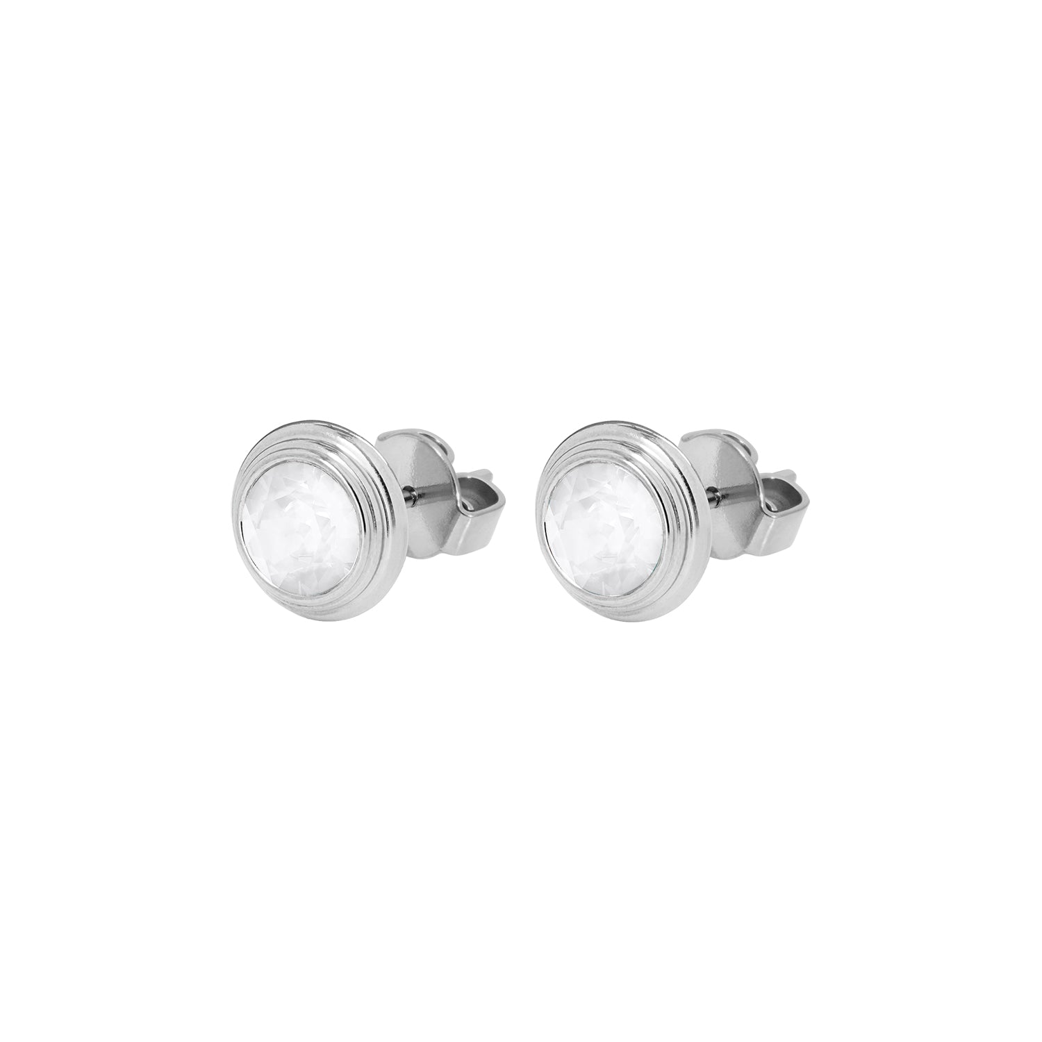 Oroli Ear Studs 0.39" - Silver Crystal Electric White ignite
