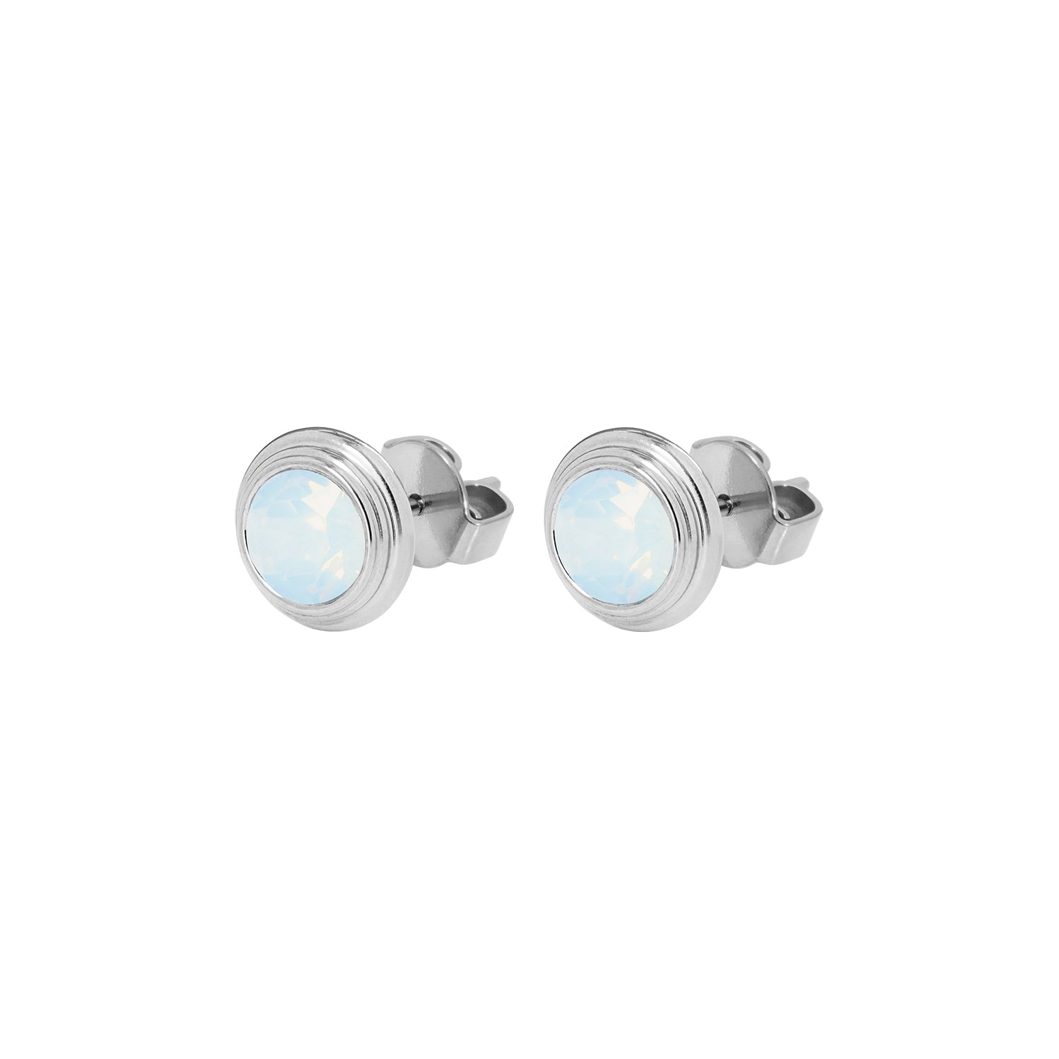 Oroli Ear Studs 0.39" - Silver white opal