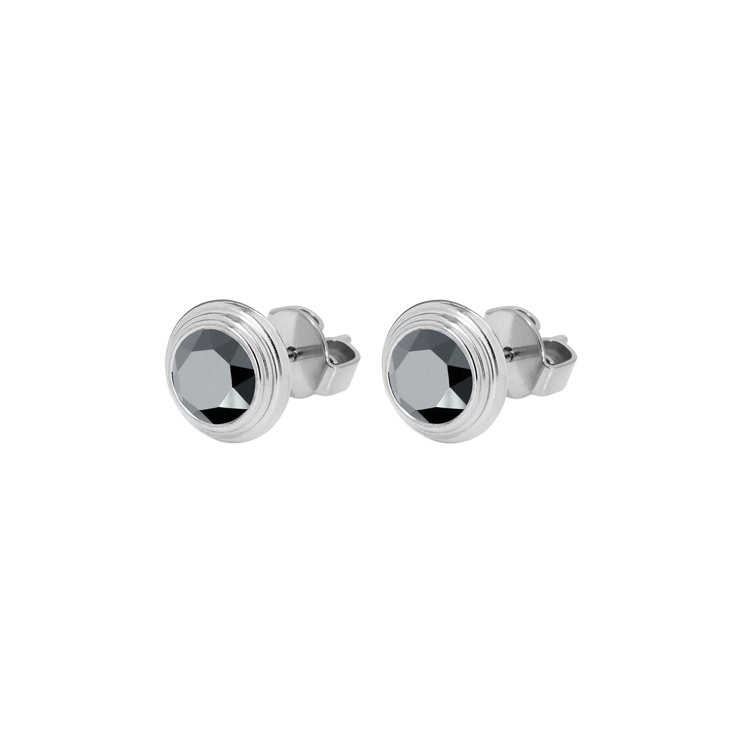 Oroli Ear Studs 0.39" - Silver jet hematite
