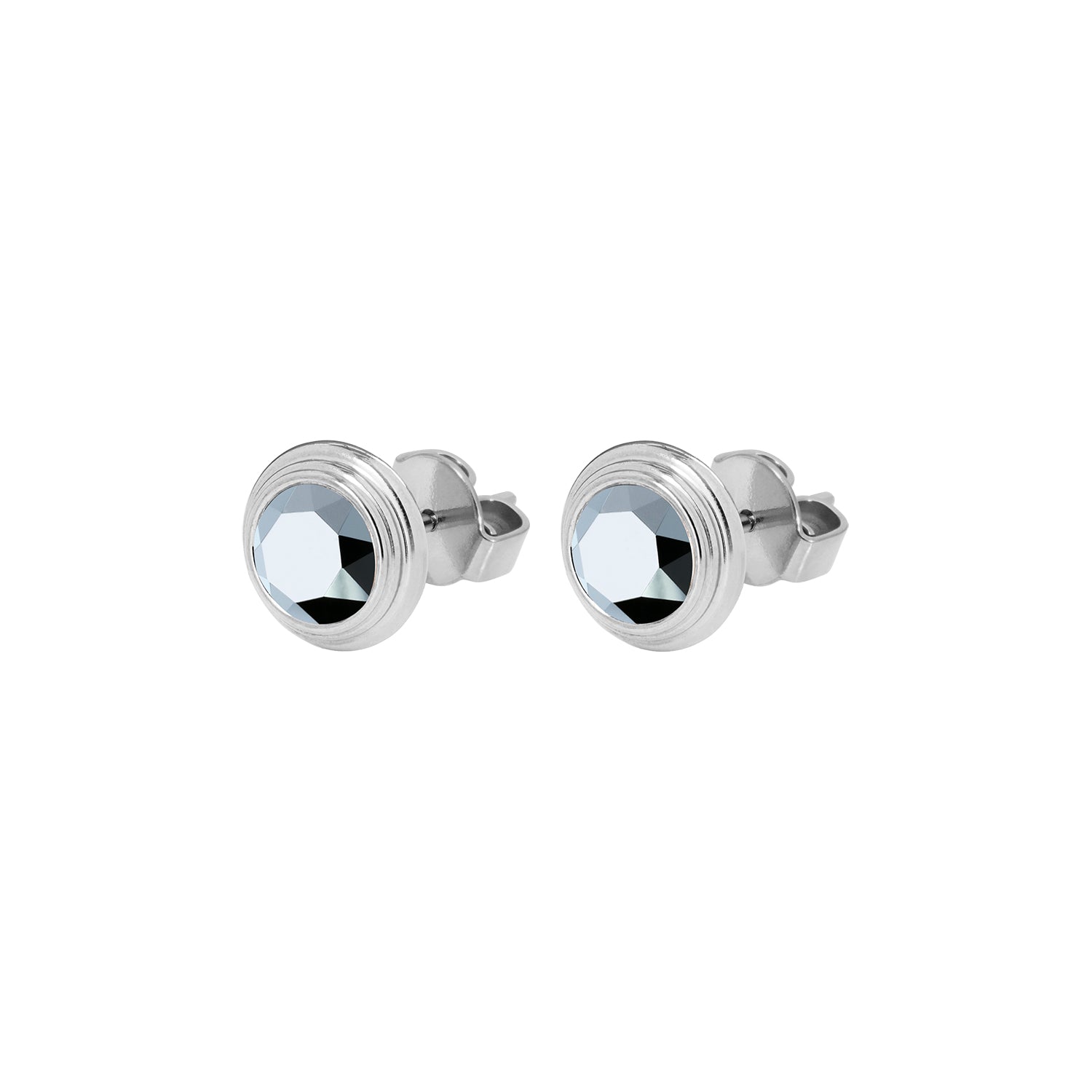 Oroli Ear Studs 0.39" - Silver crystal labrador