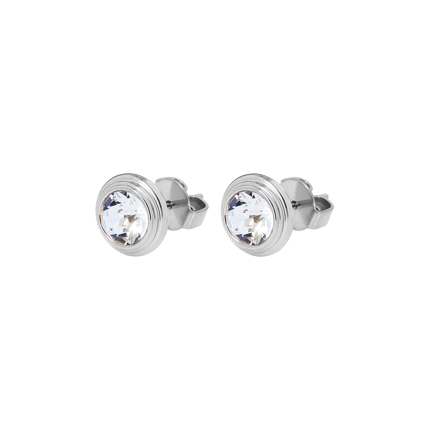 Oroli Ear Studs 0.39" - Silver crystal