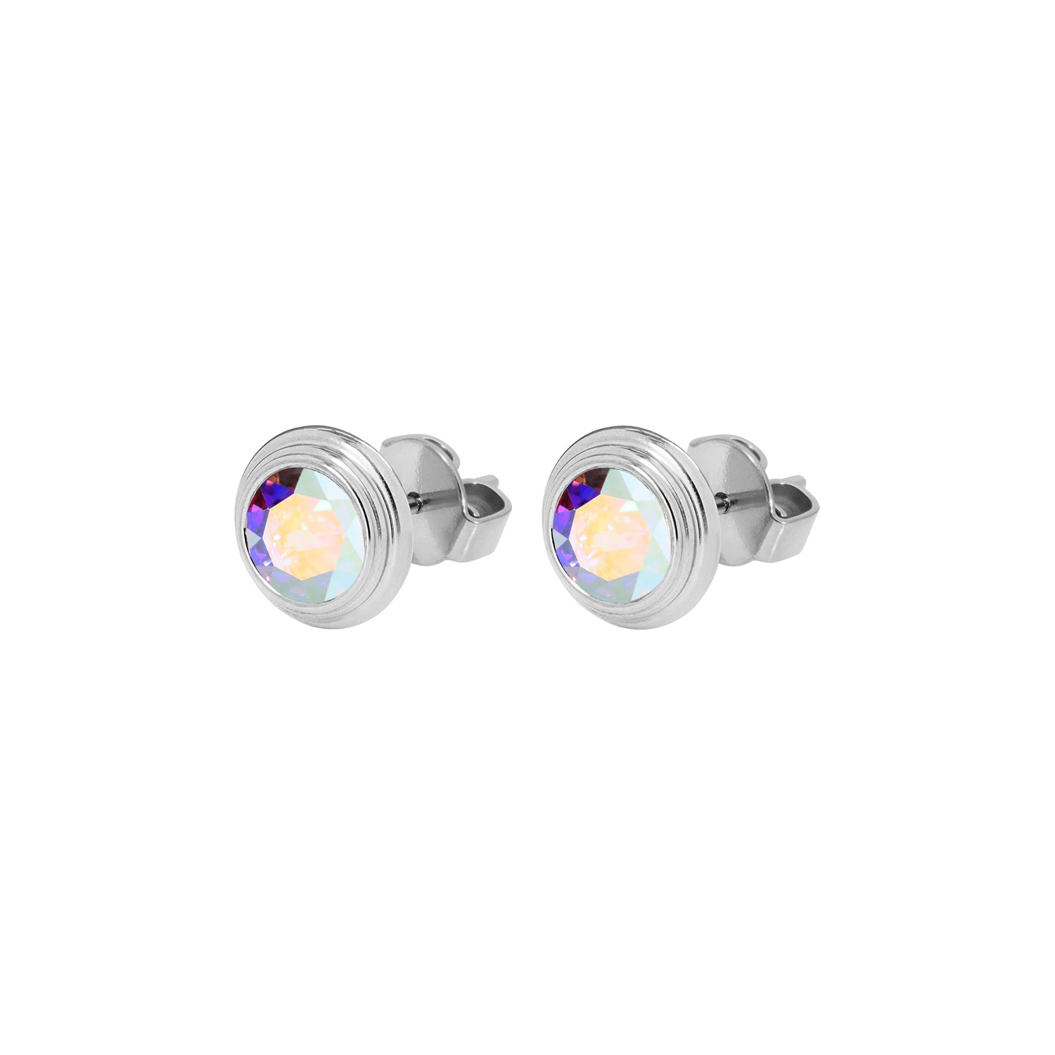 Oroli Ear Studs 0.39" - Silver crystal aurora boreale