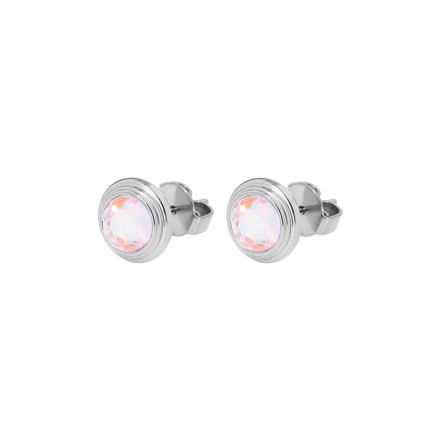 Oroli Ear Studs 0.39" - Silver dusty pink delite