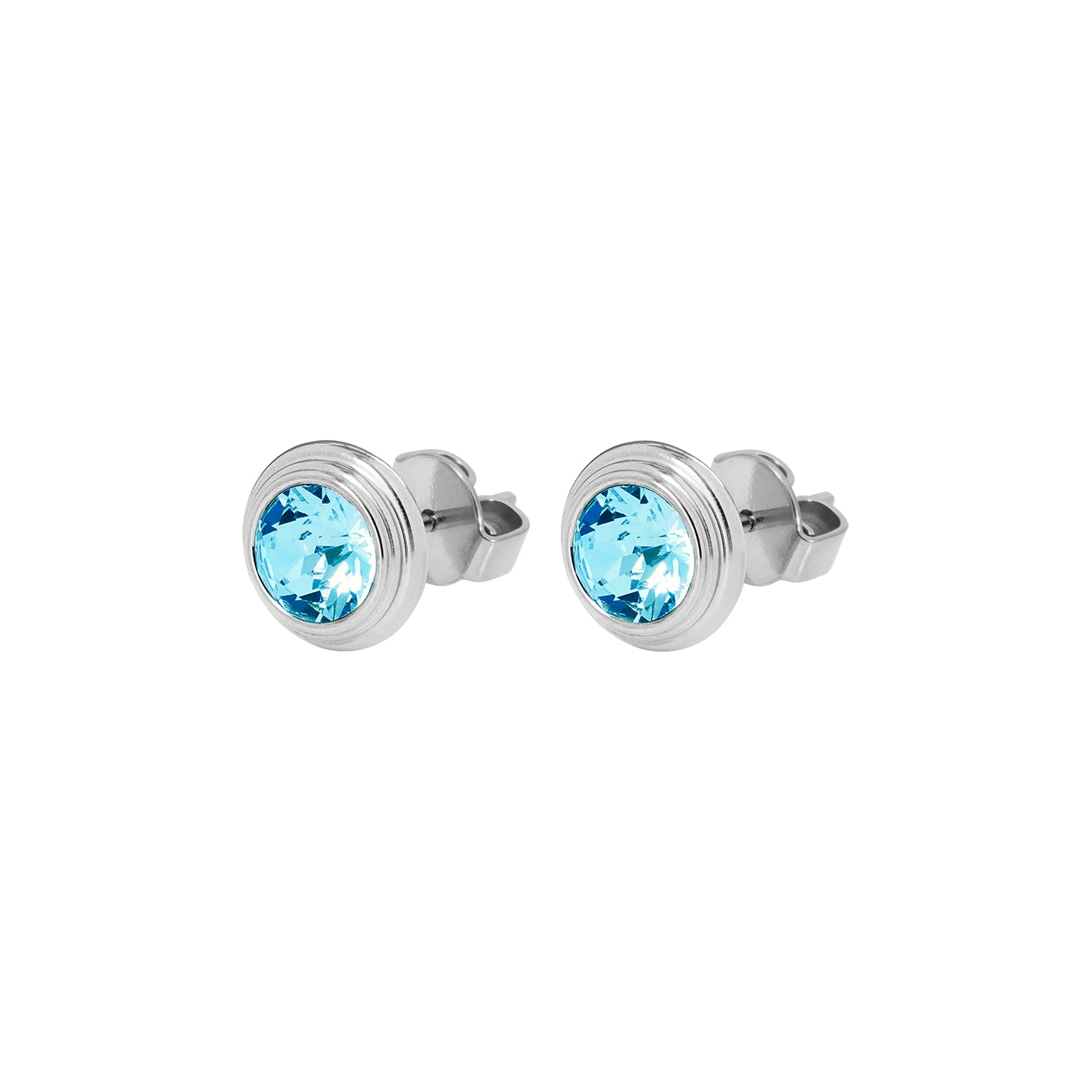 Oroli Ear Studs 0.39" - Silver aquamarine
