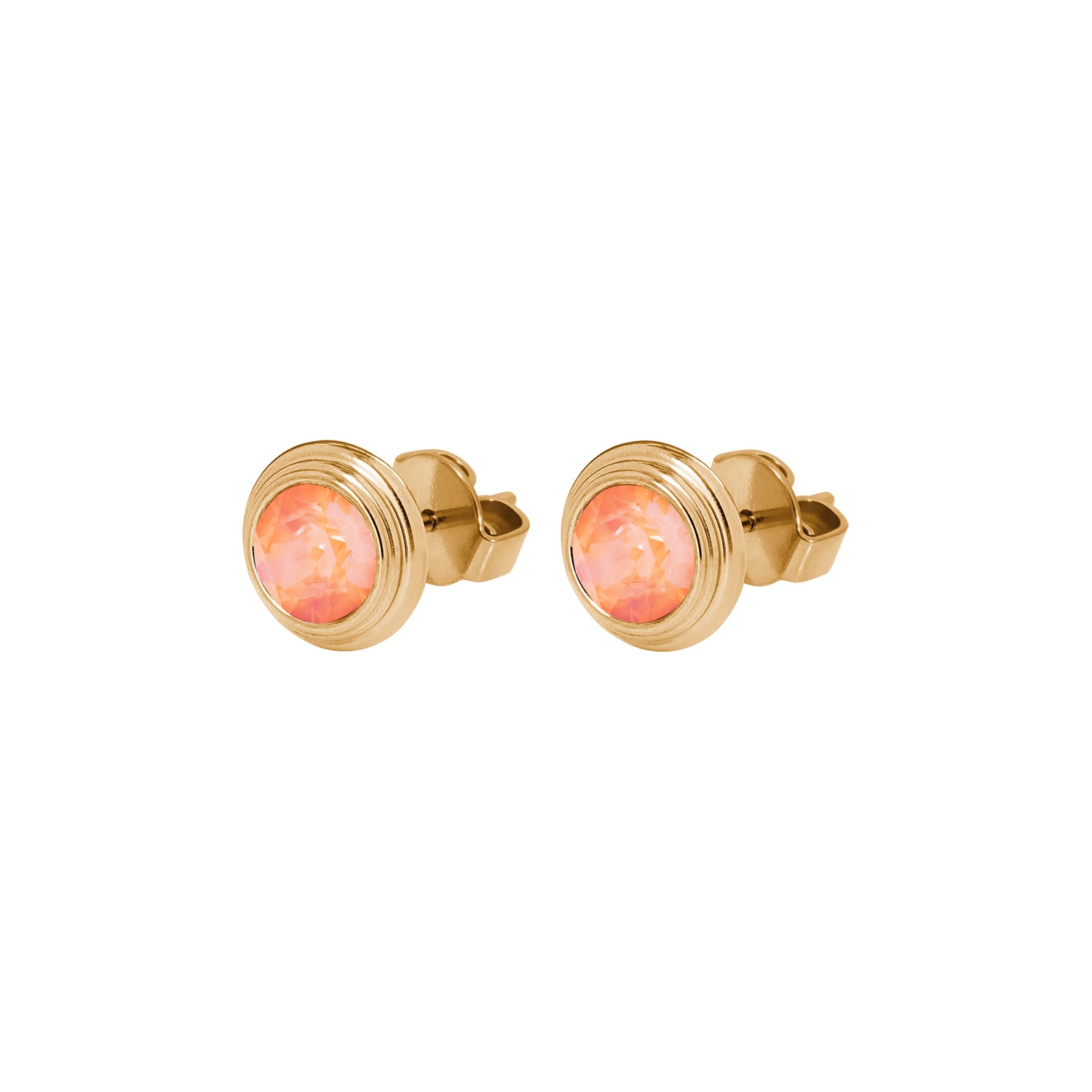 Oroli Ear Studs  0.39" - Gold Crystal Orange glow delite