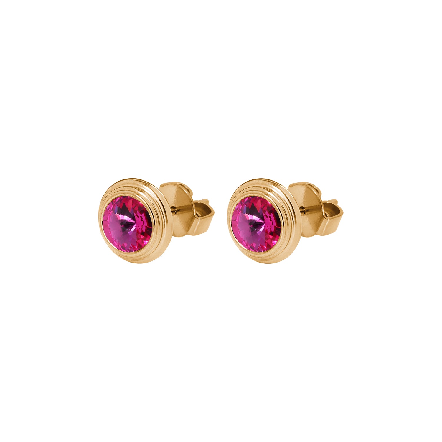 Oroli Ear Studs  0.39" - Gold fuchsia