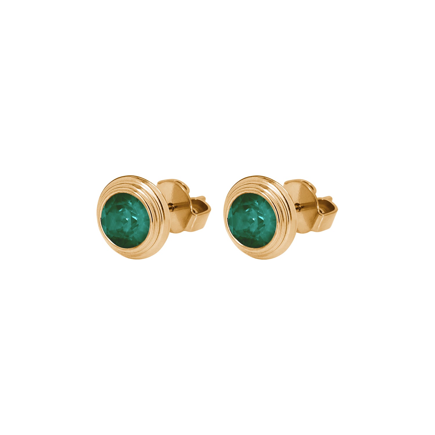 Oroli Ear Studs  0.39" - Gold emerald