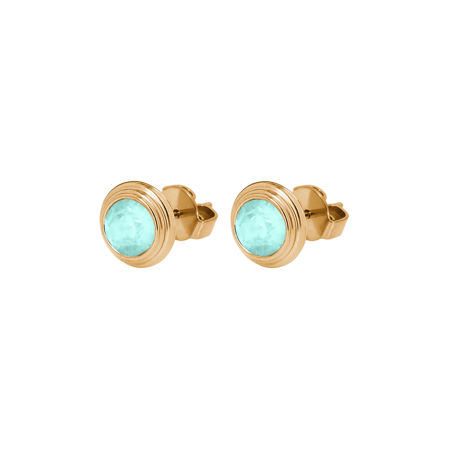 Oroli Ear Studs  0.39" - Gold Crystal Soft mint Ignite