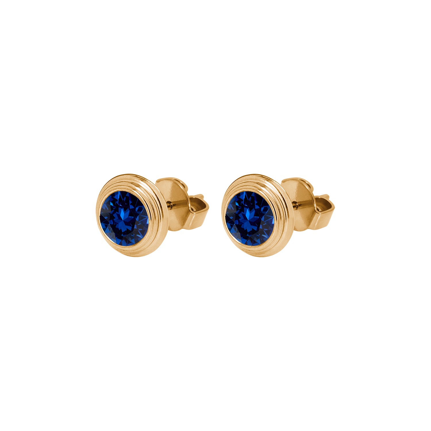 Oroli Ear Studs  0.39" - Gold Recreated Dark Sapphire