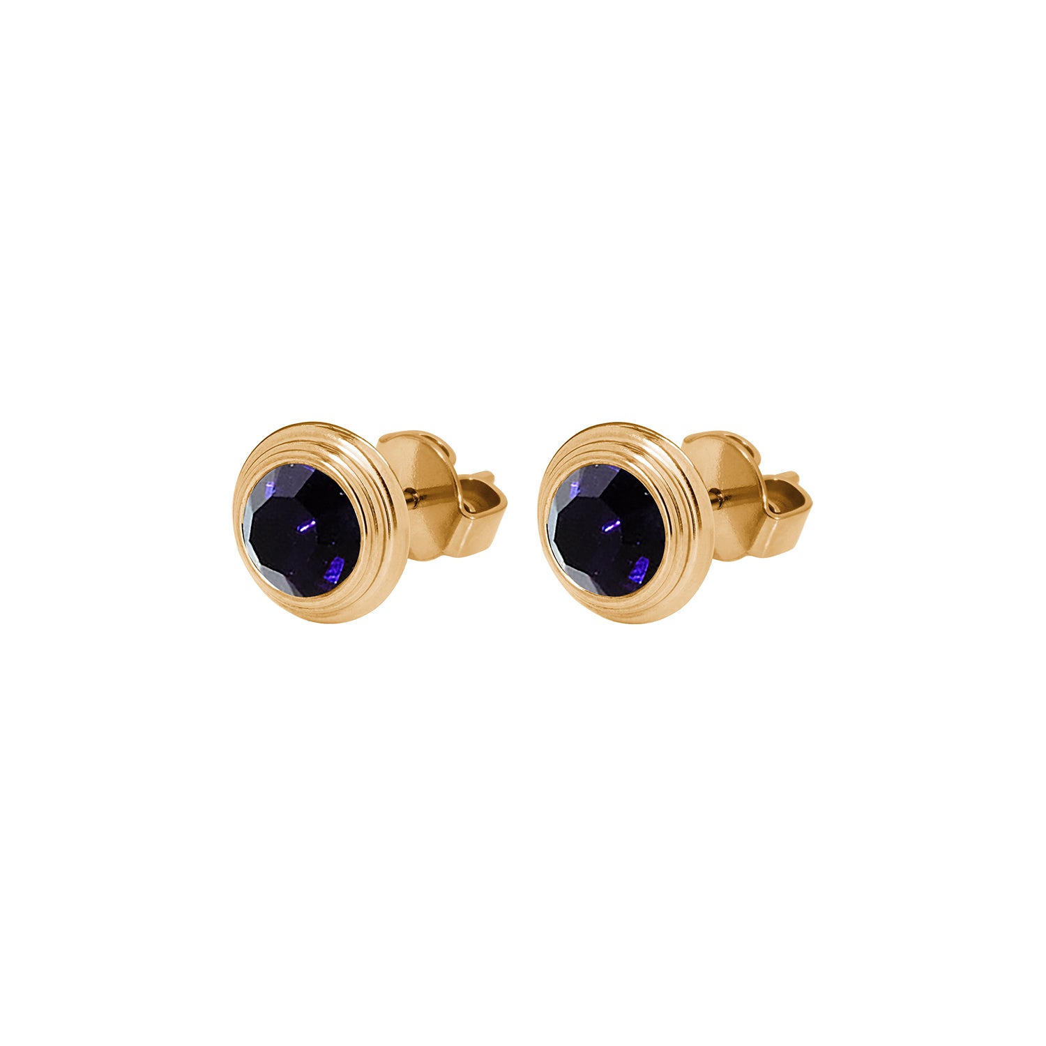 Oroli Ear Studs  0.39" - Gold Dark Indigo