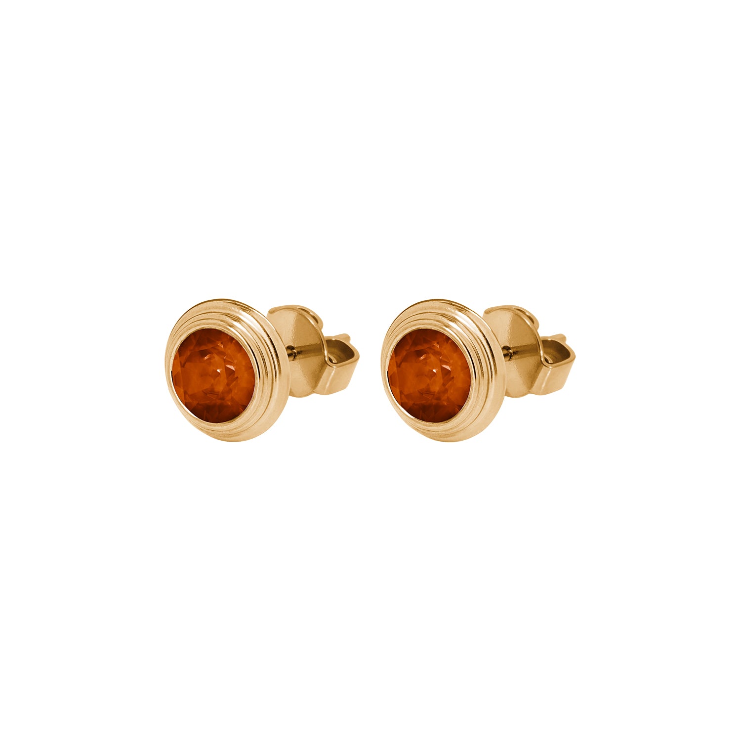 Oroli Ear Studs  0.39" - Gold smoked topaz