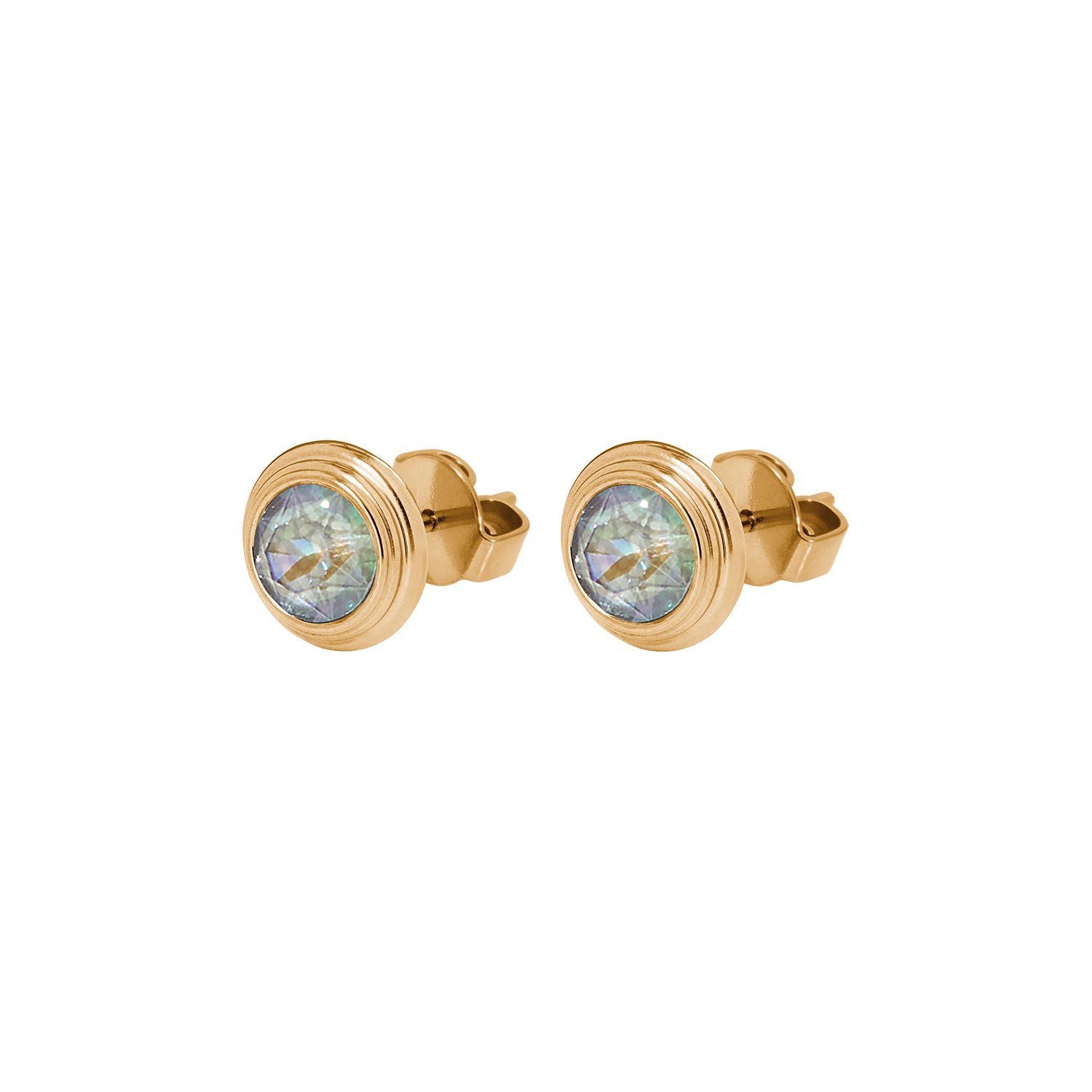 Oroli Ear Studs  0.39" - Gold Crystal Serene Gray Delite