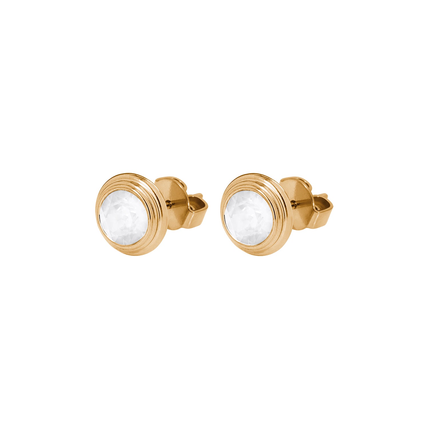 Oroli Ear Studs  0.39" - Gold Crystal Electric White ignite