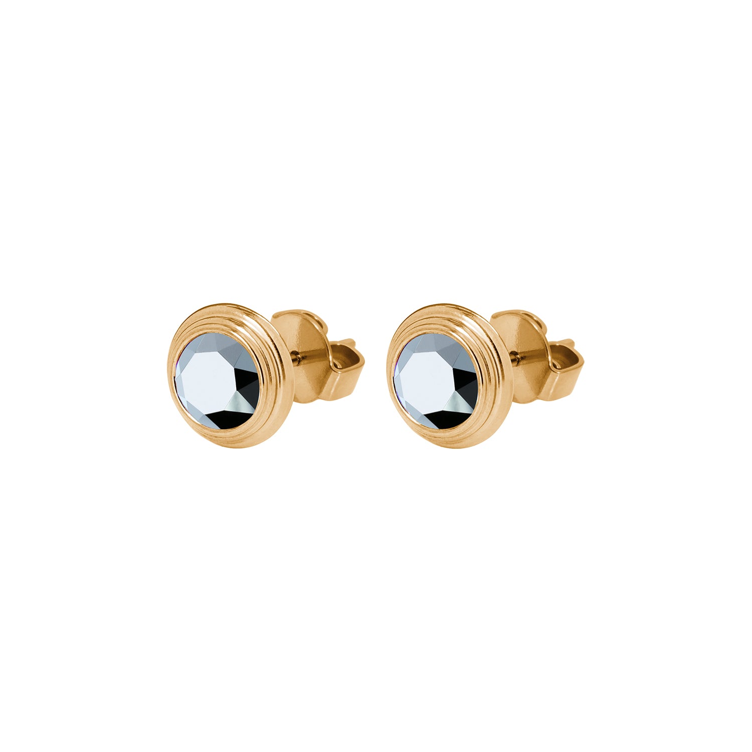 Oroli Ear Studs  0.39" - Gold crystal labrador