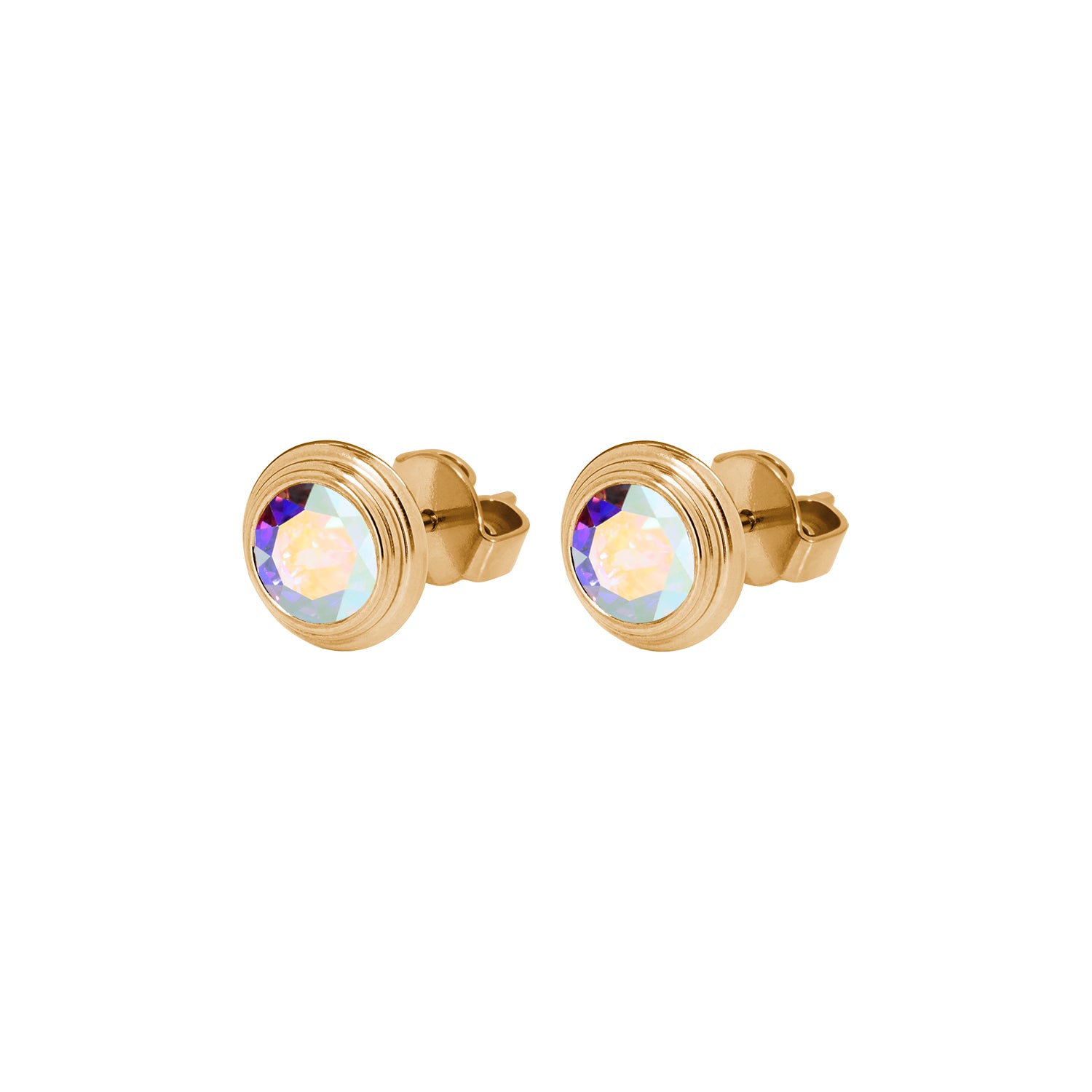 Oroli Ear Studs  0.39" - Gold crystal aurora boreale