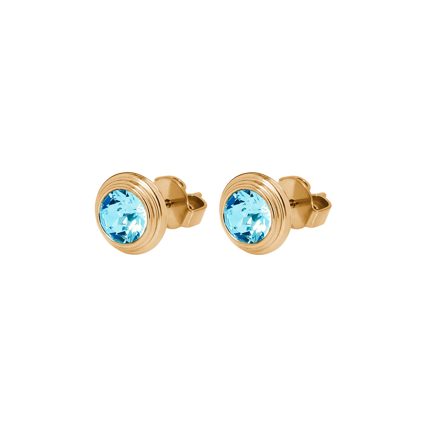 Oroli Ear Studs  0.39" - Gold aquamarine