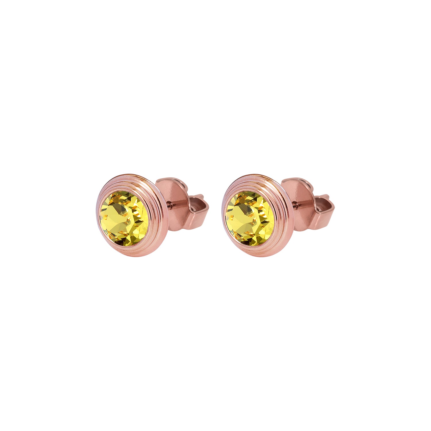 Oroli Ear Studs  0.39" - Rose Gold light topaz