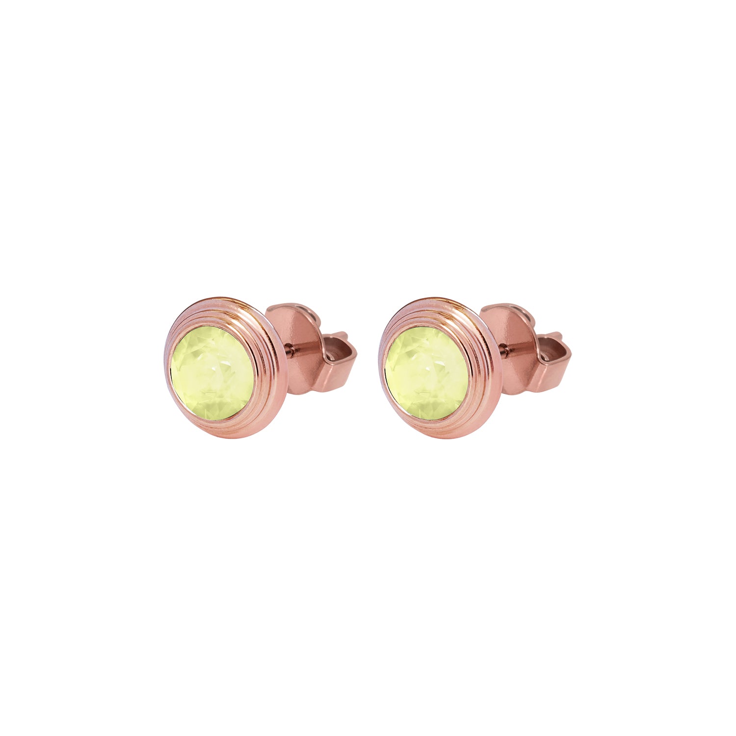 Oroli Ear Studs  0.39" - Rose Gold Crystal Soft yellow ignite