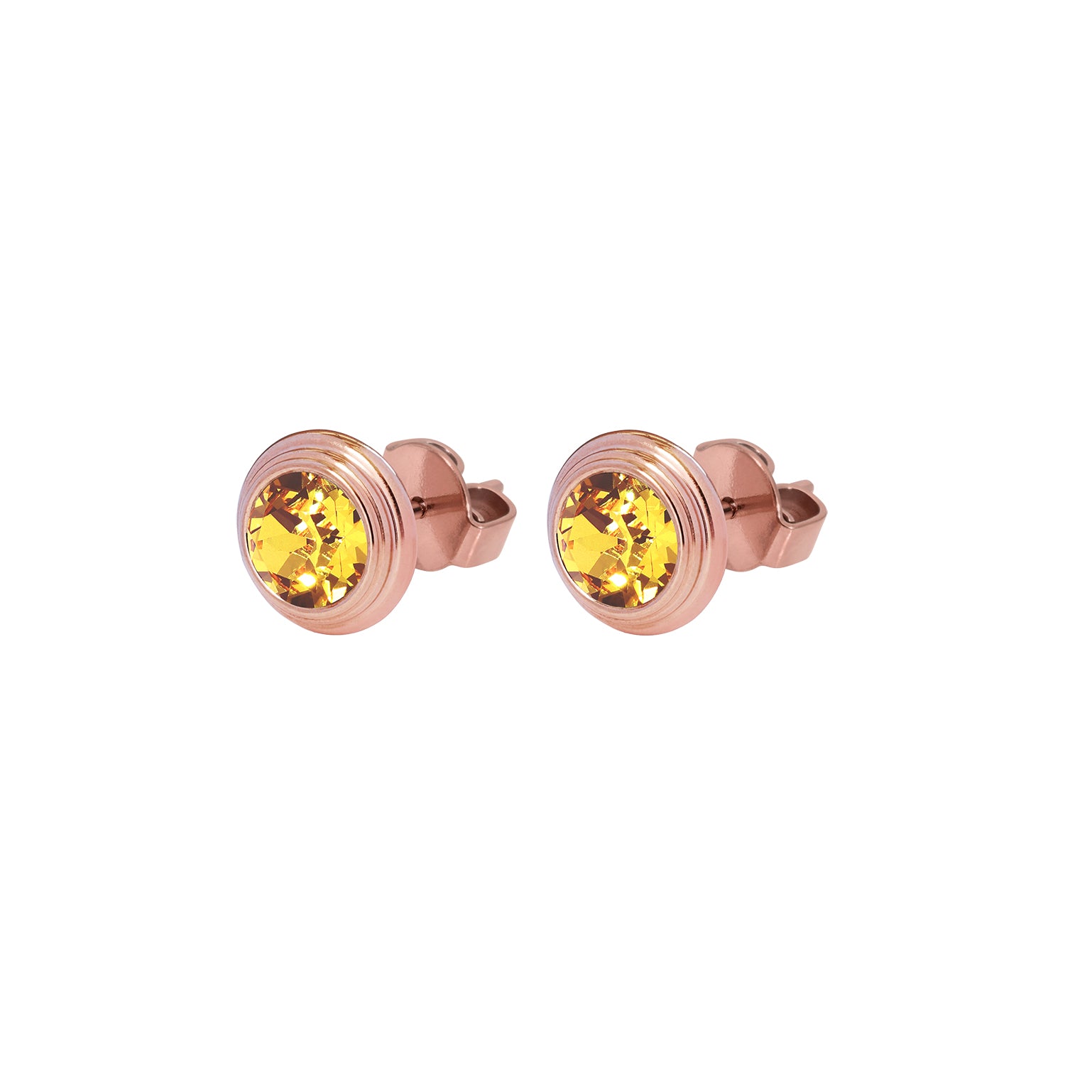 Oroli Ear Studs  0.39" - Rose Gold light amber