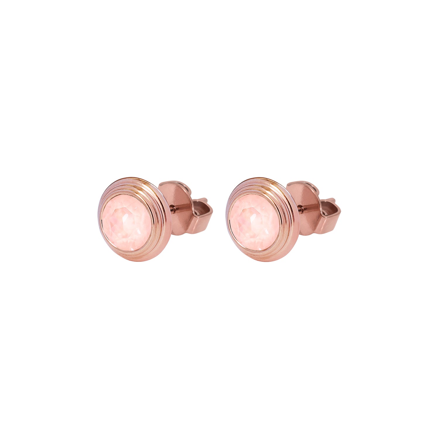 Oroli Ear Studs  0.39" - Rose Gold Crystal Flamingo ignite