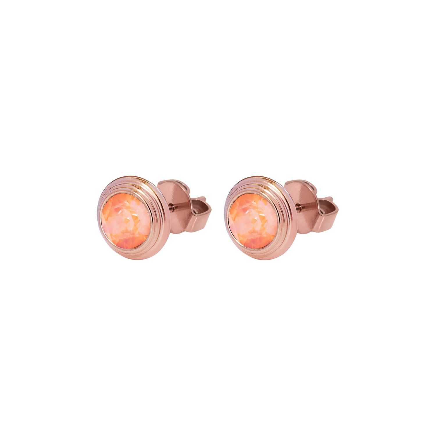 Oroli Ear Studs  0.39" - Rose Gold Crystal Orange glow delite