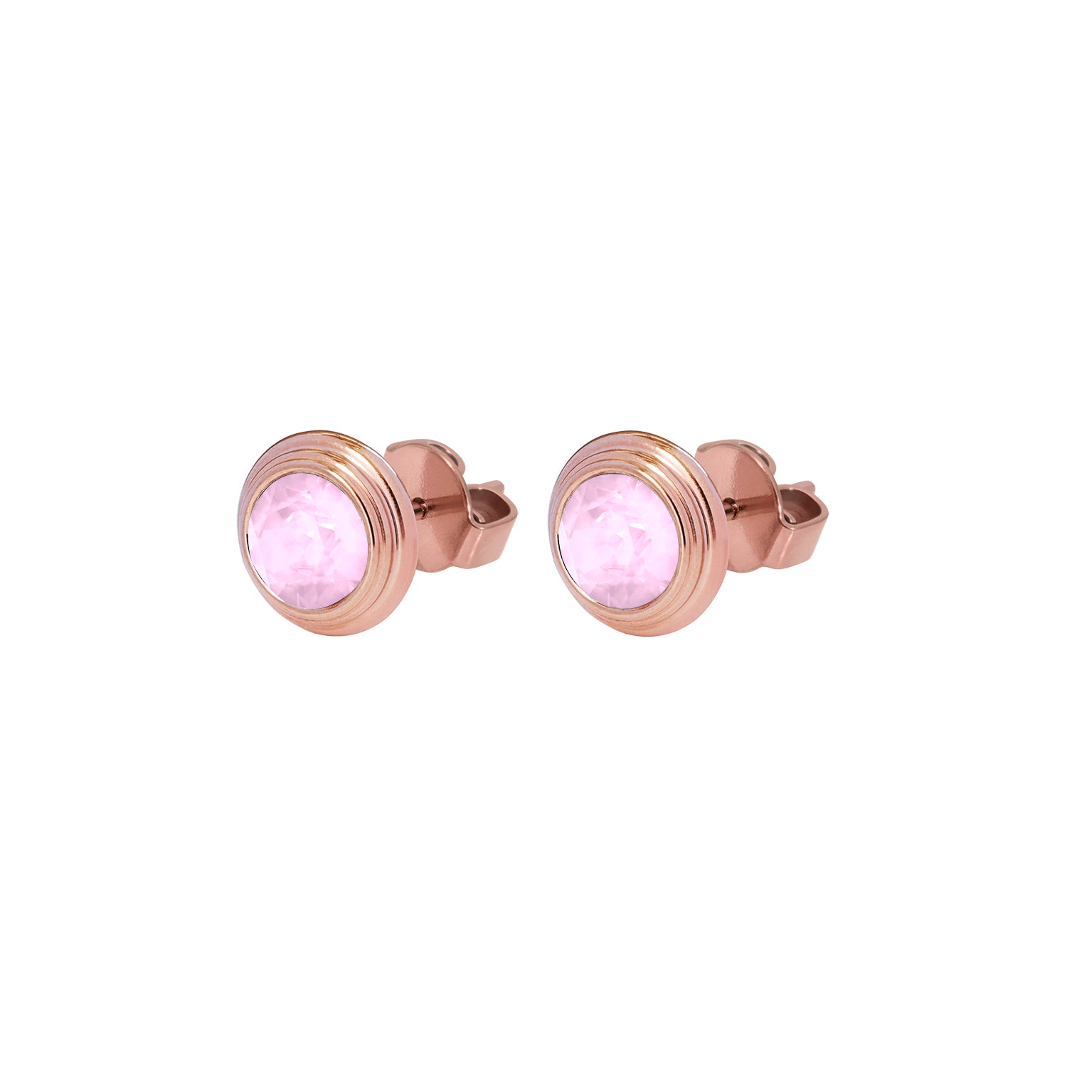 Oroli Ear Studs  0.39" - Rose Gold Crystal Soft Rose Ignite