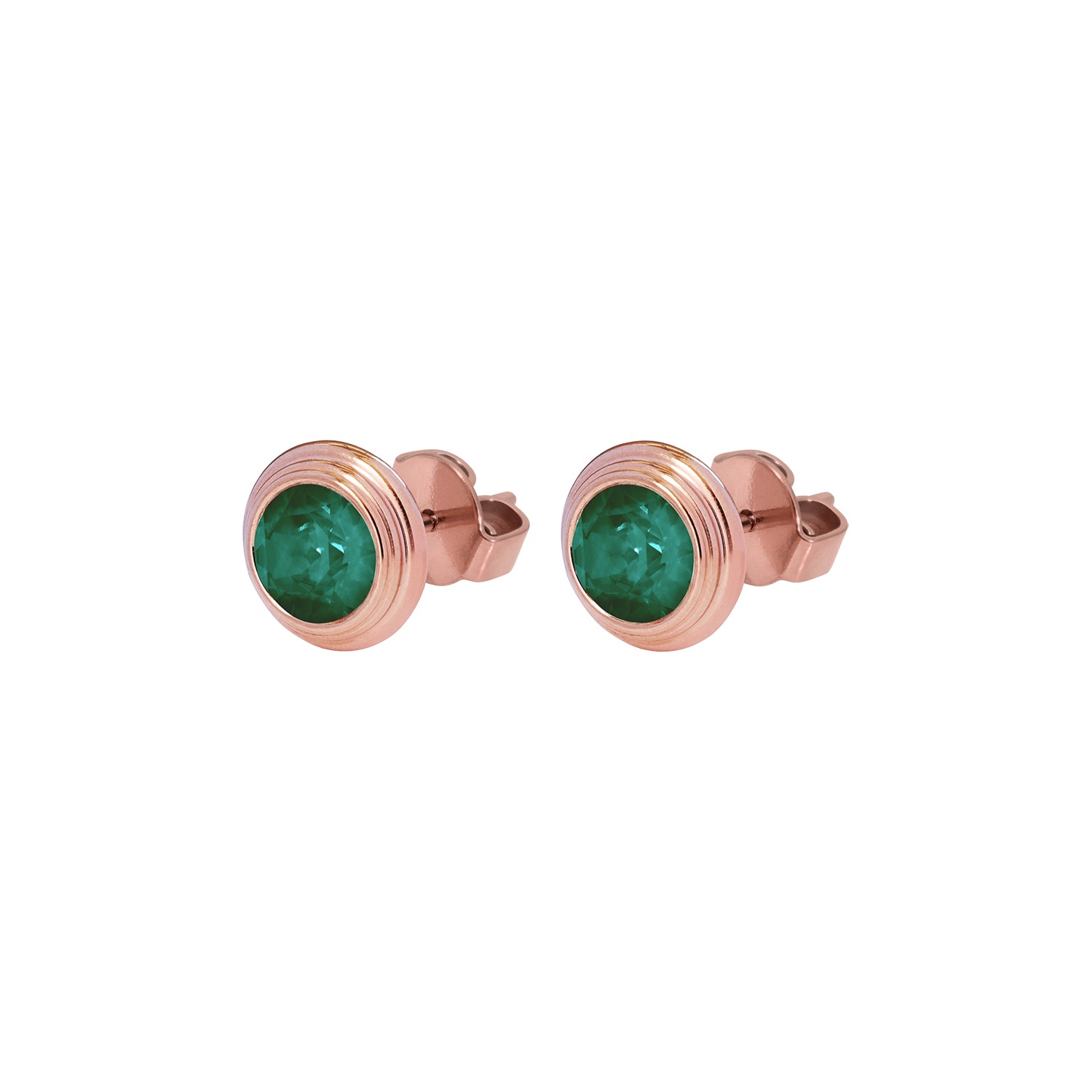 Oroli Ear Studs  0.39" - Rose Gold emerald