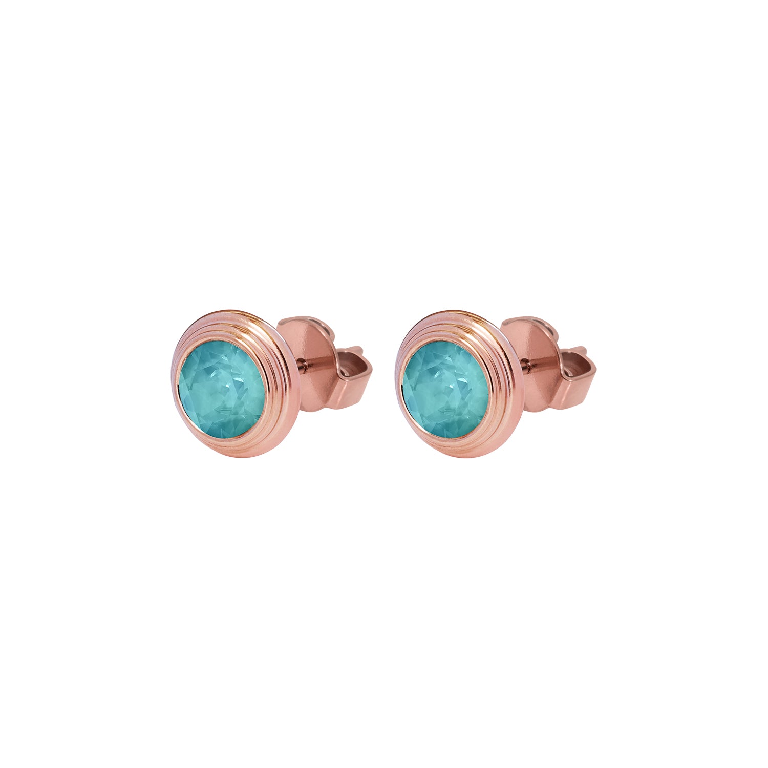 Oroli Ear Studs  0.39" - Rose Gold Crystal Pine Green ignite