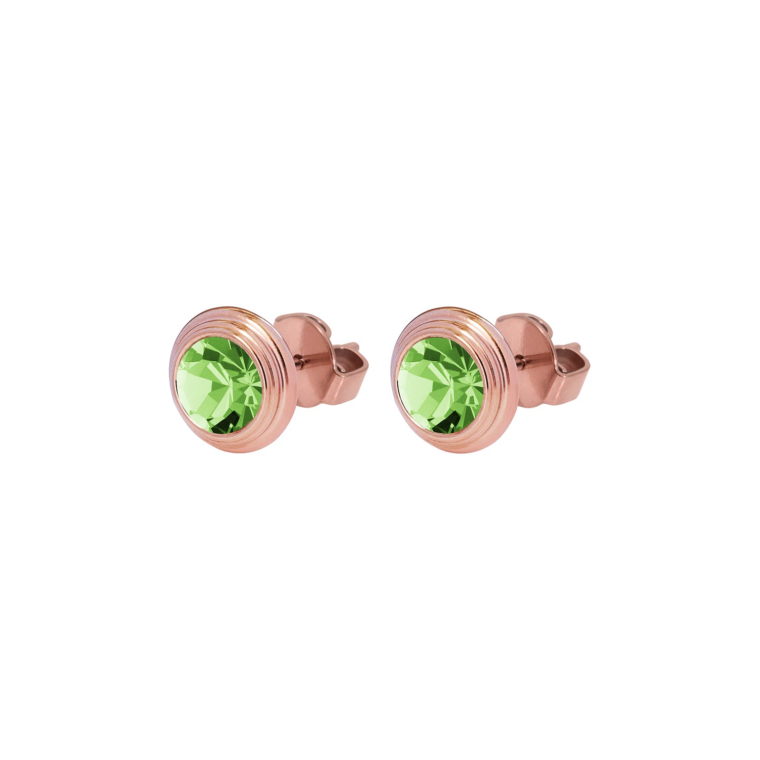 Oroli Ear Studs  0.39" - Rose Gold peridot