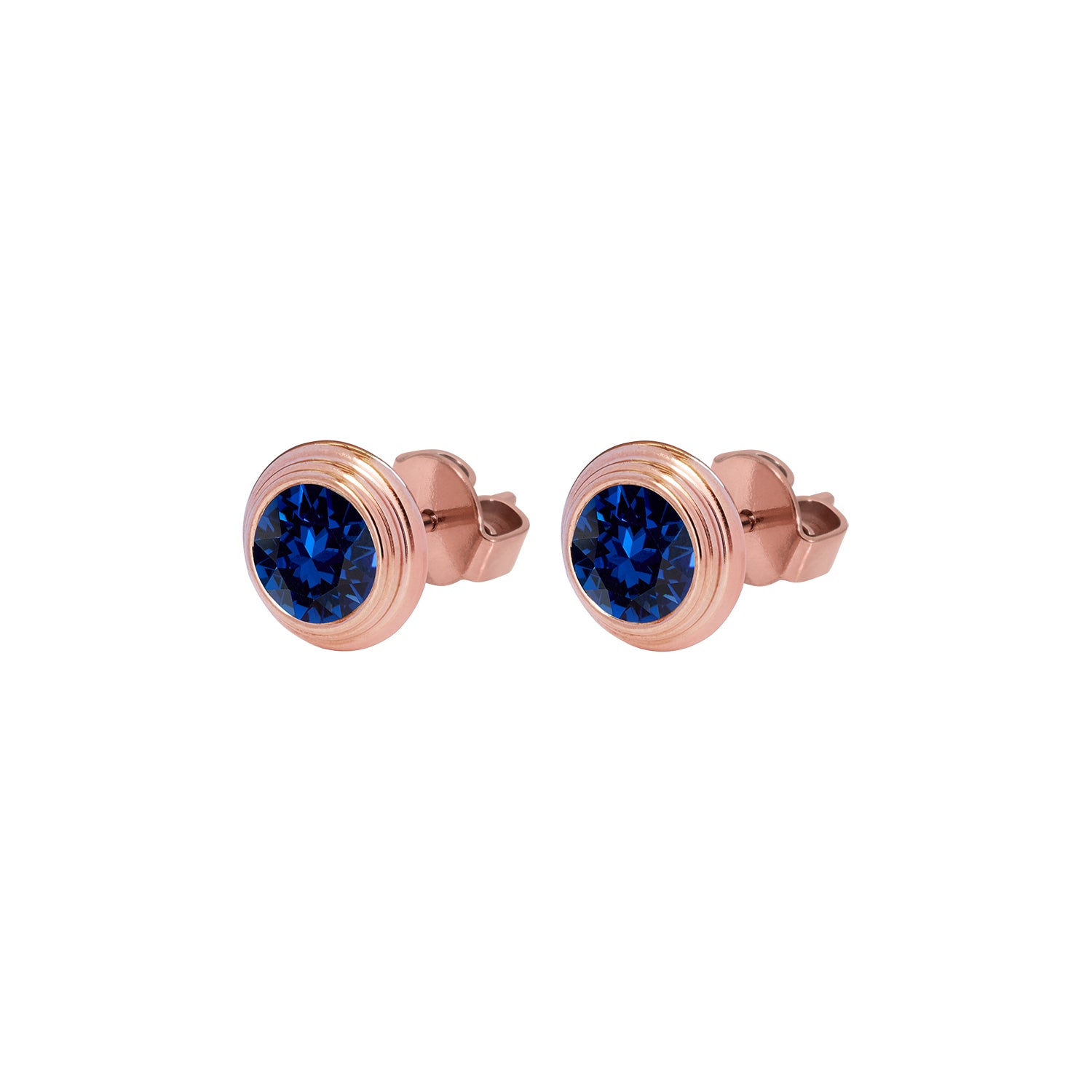 Oroli Ear Studs  0.39" - Rose Gold Recreated Dark Spphire