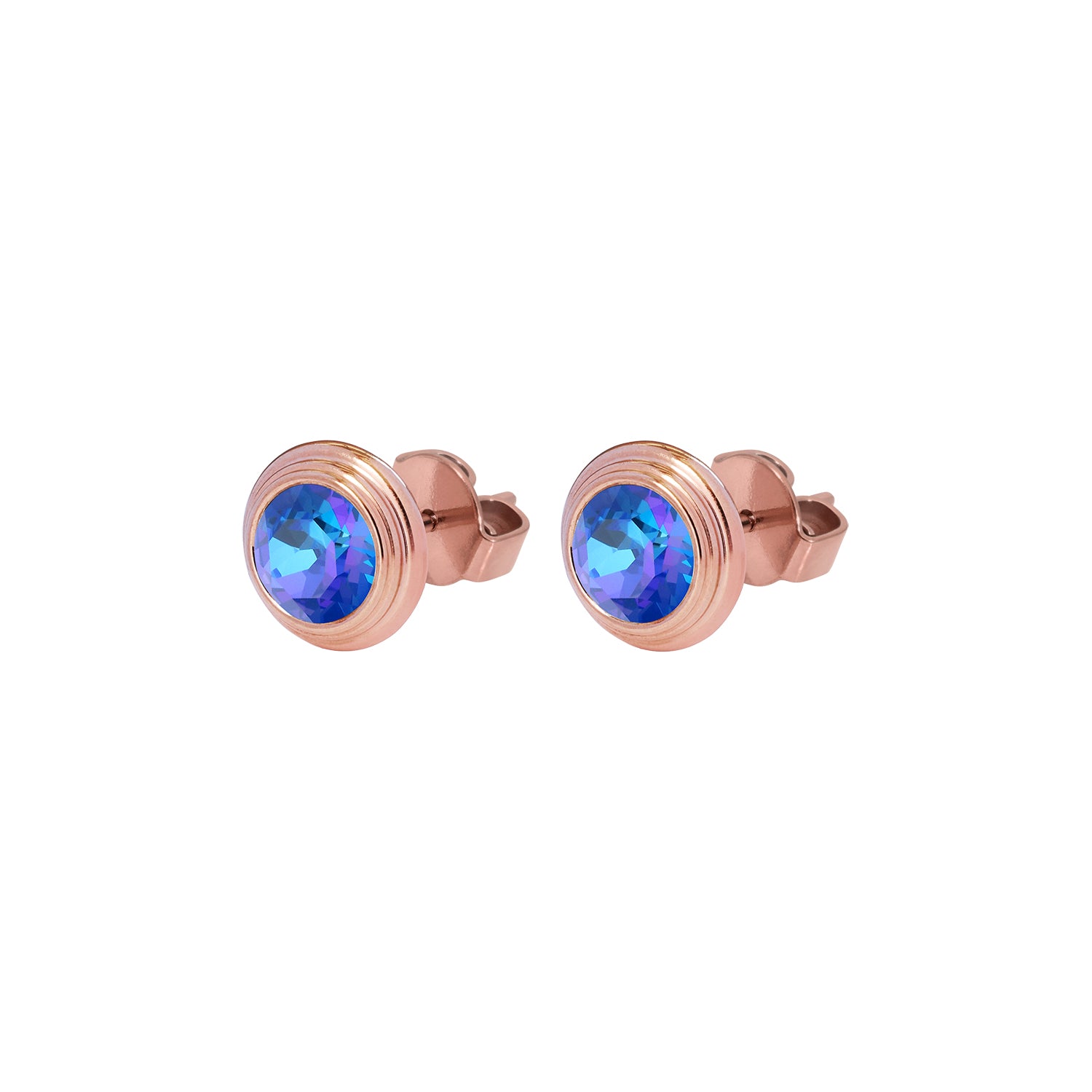 Oroli Ear Studs  0.39" - Rose Gold royal blue delite